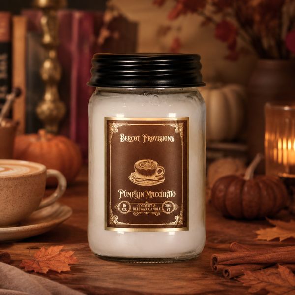 16 oz. Pumpkin Macchiato Luxury Candle in a fall scenery 