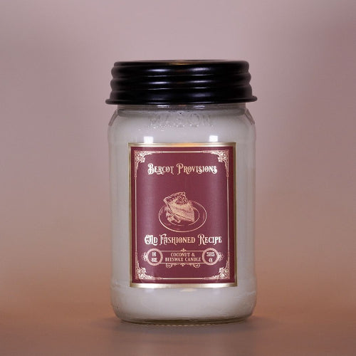 16 oz Old Fashioned Recipe Candle with Coconut wax, beeswax, wooden wicks in a mason jar.