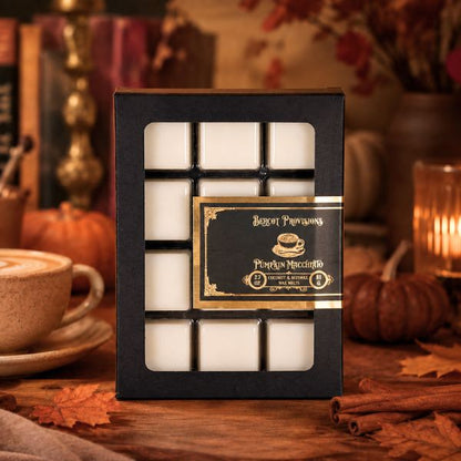 Pumpkin Macchiato Wax Melt with fall background