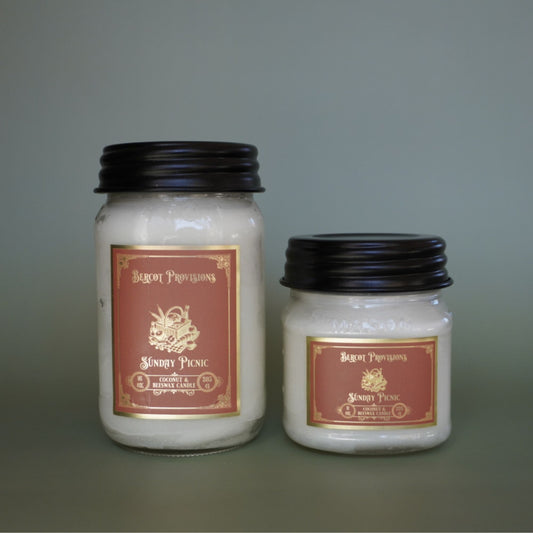 Two jars of 'Sunday Picnic' by Bercot Provisions on a green background